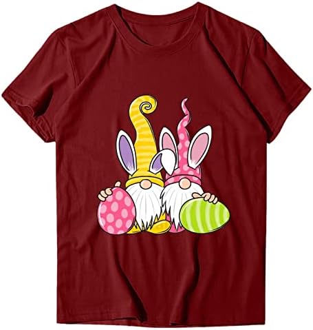 NYYBW Easter Bunny tisak za žene - Slatke grafičke težene kratke rukave Ljetni osnovni tee vrhovi bluze