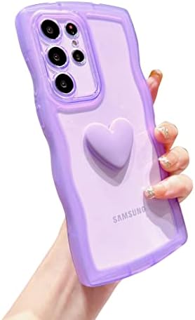 Lyqzdt Kompatibilan je sa Samsung Galaxy S23 ultra ultra, slatka 3D ljubavna srčana futrola, modni kovrčavi val mat bistri okvir ivice meke udarne zaštitne futrole za žene za žene djevojke