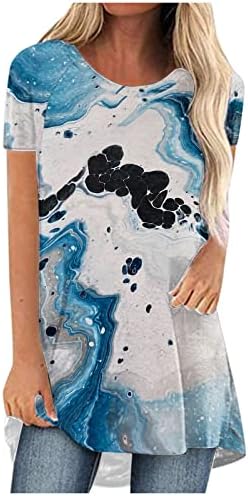 Ženski bluza za brod s kratkim rukavima pamučni mramorni grafički salon Lounge Loot Fit Relaputed fit top tee za dame 2o