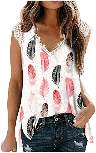 Bluza majica za žene jesen ljeto 2023 odjeća bez rukava kratkih rukava od čipke pamuk V izrez cvjetna grafička majica