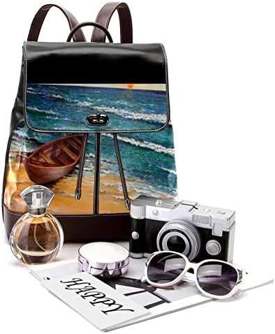 VBFOFBV Lagani casual backpack za prijenosnog računala za muškarce i žene, ulje slikanje primorskim brodom zalazak sunca