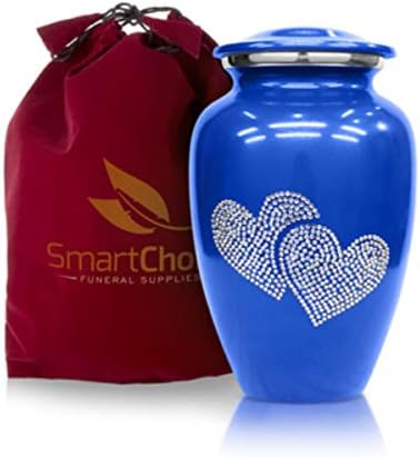 Smartchoice kremacija za ljudsko pepeo za odrasle - ručno izrađeni pogrebni memorijalni pepeo urn kristal ljubavi srca plava kremacija urn