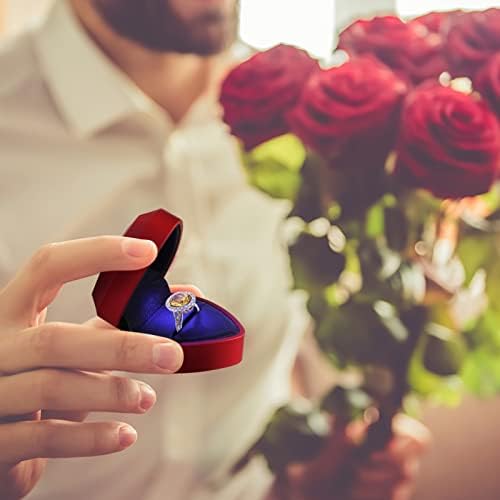 LIOOBO prsten u obliku srca Poklon kutija sa LED svjetlom, baršunaste naušnice torbica za nakit sa svjetlom, kutija za izlaganje nakita za vjenčanje, zaruke, prijedlog, rođendan i godišnjicu