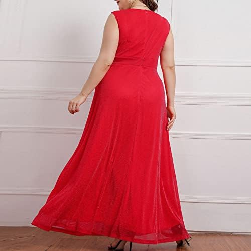 Plus veličina V izrez duge vjenčane haljine za žene za žene Ljetni rukava Flowy Maxi Party večernja haljina haljina