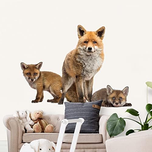 Mefoss velike realistične 3D Fox naljepnice na zidu Art - 34 × 25 - oguliti i zalijepiti životinjske lisice zidne naljepnice Muals za dječiju sobu dnevna soba Igraonica rasadnik ured dekoracija
