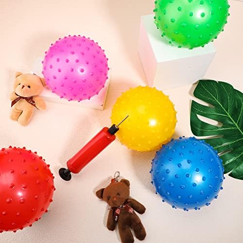 150 kom 6,3 inča Knobby Balls bulk Sensory Balls sa vazdušnom pumpom male lopte na naduvavanje Bouncy Balls meke šiljaste lopte za mališane Bounce Party Favors za decu Baby masaža Stress Play Set, 5 različitih boja