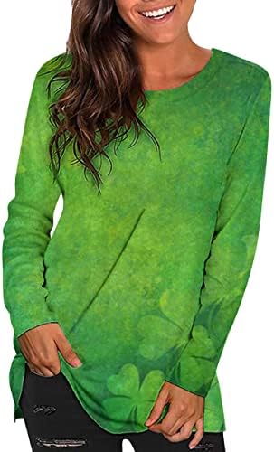 Yming Womens St. Patricks Dnevna djetelina Košulja okruglog vrata Dugi rukavi Duks irski Shamrock Ispis pulover vrhove
