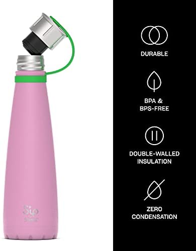 S'ip S'well boce od nehrđajućeg čelika - 15 oz - ružičasta livada - dvosmjerni vakuum-izolirani zastoj za 24 sata i vruće za 10 -