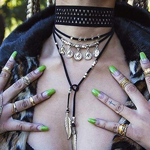 Doublenine Boho kovanica Choker ciganska gotička ogrlica Suede Black plemenski dodaci za žene djevojke