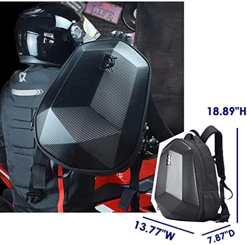 Vvinmo 45L Proširivi vodootporni ruksak metalna ručica tvrda školjka za 15,6 inča prijenosna računala i kaciga za punu licu, motociklistički posao