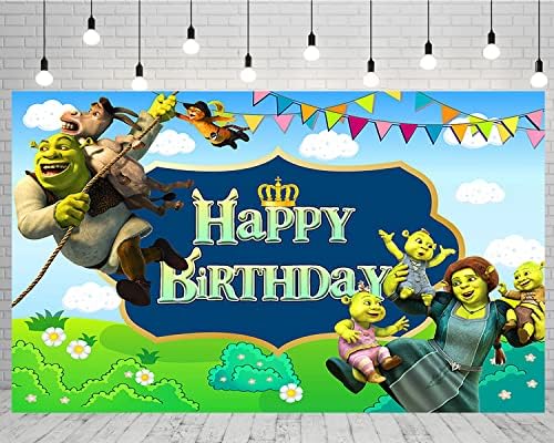 SOPAK Green Shrek pozadina za Happy Birthday Party Dekoracije, pozadina Baby Shower torta Tabela dekoracije zalihe, tema Banner, 5x3ft
