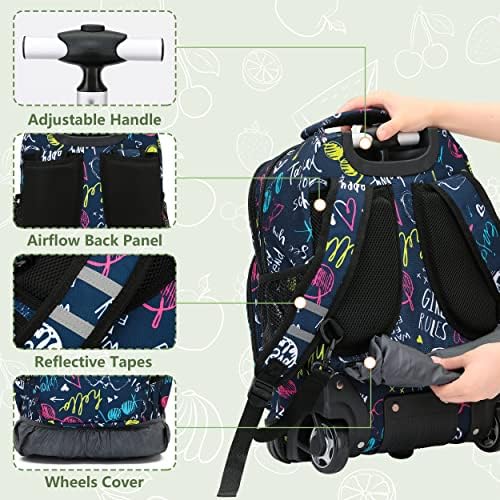 Rolling ruksak za djecu 18 inča, novi baksak za backpad laptopa Tilami na kotačima Kids School Travel