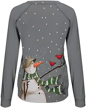 Slatke božićne majice za snijeg za žene Loase dugih rukava s dugim rukavima dukserica Funny Novelty Xmas Snowmie grafički teže