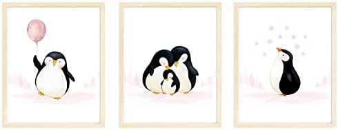 Bumbleboobooo Baby Penguin rasadnik Zidni otisci, reprodukcijski ukras, vrtić Zidna umjetnost, vrtić, kinguin Porodični set za ispis,