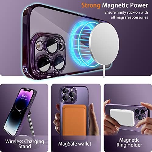 Fubido magnetska jasna futrola za iPhone 14 Pro Max Case [Zaštita od pune kamere + zaštitnik stakla] [kompatibilan sa magsafe] [Zaštita