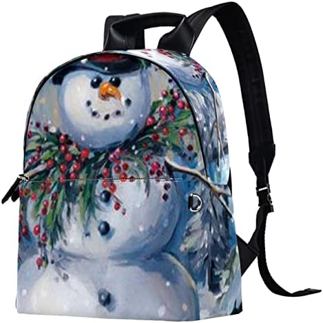 Tbouobt kožni putnički ruksak lagani laptop ležerni ruksak za žene muškarci, božićno snježno slikarstvo ulja