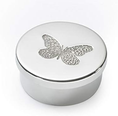 Wentworth Pewter - Mali leptir Pewter okrugli sanduk, kutija za tabletu, poklon - prečnik: 50mmh: 25mm