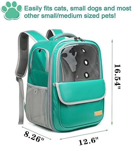 Texsens ruksak za kućne ljubimce za male srednje mačke psi štenci, prozirni dizajn pola prozora, vodootporna, prozračna putna torba za mačke za planinarenje i kampiranje & vanjska upotreba, verzija 2022