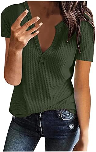 Ljetna jesenska košulja ženski kratki rukav pamuk duboki V izrez labavi kroj opušteni Salon obična majica za dame TB
