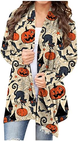 Ženska halloween kardigan s dugim rukavima otvoreni prednji kaput plus veličina pletena gornja ženska ženska uzorkovan lagani pamuk