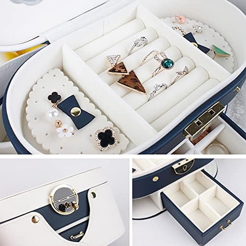 Wlbhwl Butterfly prozirna dvoslojna kutija za nakit za žene djevojke, PU kožna torbica za Organizator putnog nakita, prijenosni prikaz