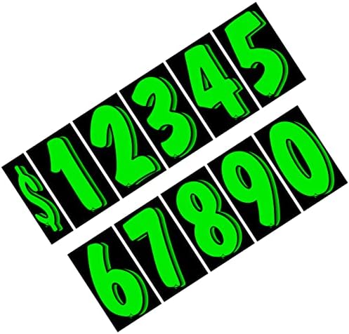 Versa-Tags 7.5 Crni / zeleni vinilni broj naljepnica 11 desetak set cijene vjetrobranskog stakla i 1 pakovanje svake od gotovine i