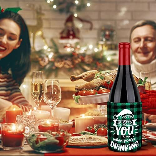 Thaline 12pcs Božićno pivo može hladni rukavi crveni zeleni crni pleteni mogući rukavi mogu pokriti pića, bocu, piće božićne ukrase