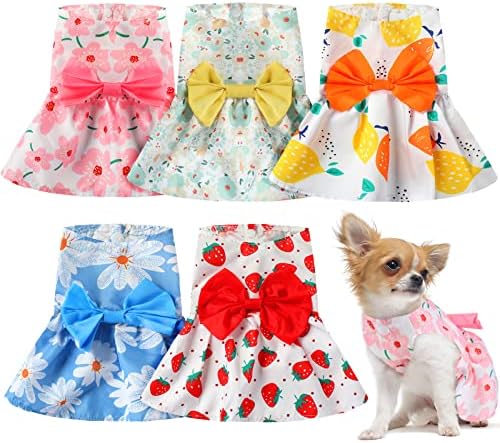 5 komada pseće haljine za male pse djevojke cvjetne štence haljine za kućne ljubimce pas princeza Bowknot haljina slatka pseća ljetna