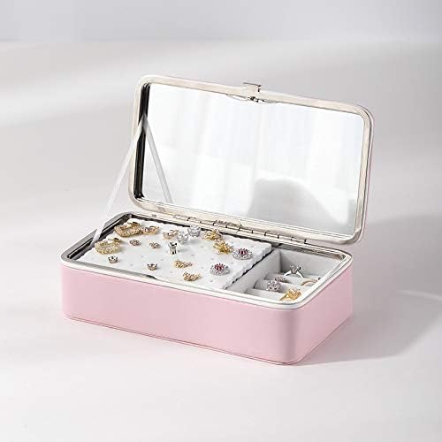 DFGH baršunaste kutija za odlaganje nakita Nakit narukvice Ogrlice sa zrcalom Putujte prikladan kovčeg skladištenja