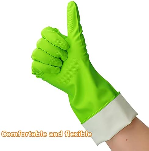 Hinsocha 3 parove gumene rukavice za čišćenje ruka za pranje posuđa - 13 Rukavice za nitril za višekratnu upotrebu velike, zelene