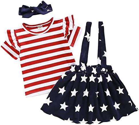ZFZDRen Baby Girl 4th of July suknja Set Toddler Girl Dan nezavisnosti Outfits kids Girl Star prugasta haljina Patriotska odeća