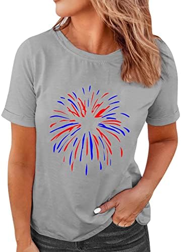Košulje od 4. jula za žene kratki rukav o-vrat košulje američke zastave zvijezde Stripes Tie-boja majica Tunički vrhovi