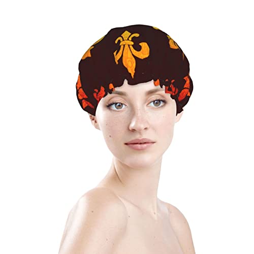 Žene za višekratnu tehničku ham za kosu za kosu Fleur de Lis Mardi Gras Dvostruki slojevi vodootporni kapice za tuširanje kap