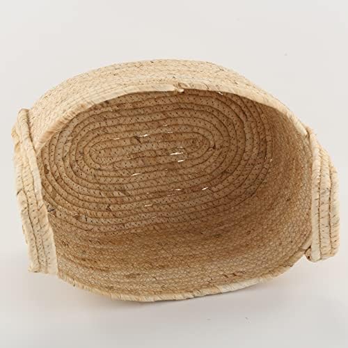 Korpa sa užetom od prirodnog kukuruza, dekorativna korpa za odlaganje za organizovanje sa ručkama savršena ručno tkana za uređenje