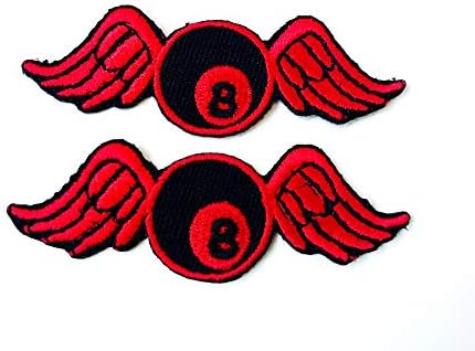 Skup 2 sićušnog mini crvenog sa 8 kugličnih bilijarskog bazena sa krilima leteće lopte Slatki crtani zakrpe za šivanje željeza na vezeni aplicij kostim za patch odjeću