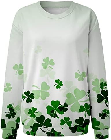 Dan St. Patricka Shamrock grafički ispis majica za žene Dressy Casual Dugi pulover s dugim rukavima, dukserica sa labavim redom