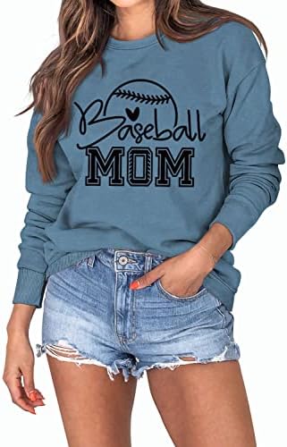 Žene Dukseri za bejzbol mama Pismo Ispis dugih rukava grafički grafički vrhovi pulover Ležerne majice Mama Mama Sportski poklon