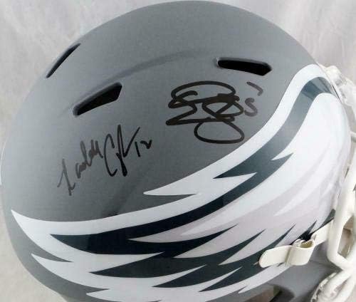 McNabb / Cunningham autographed Eagles F / S amp speed Helmet-JSA W Auth *NFL Helmets sa crnim autogramom