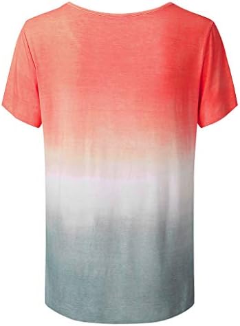 Žene ležerne gradijentne boje kratkih rukava Osnovna majica Tuničke bluze casual vrhovi