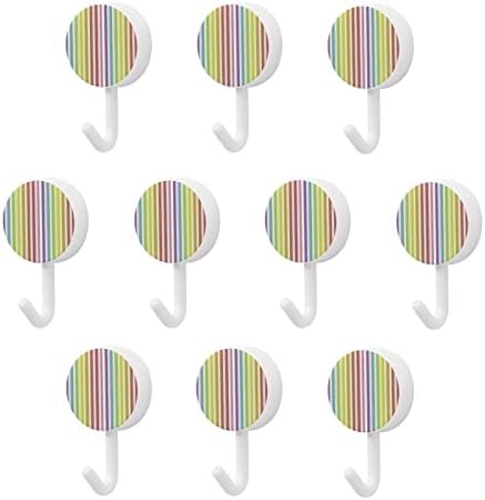 Cirkuske Bold Stripes Zidne kuke okrugle plastične kuke Izdržljive ljepljive kuke za kuhinju kupatilo 10 pakovanja