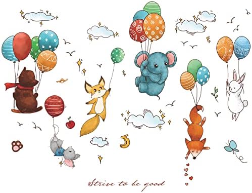 MEFOSS šarene balonske leteće životinje zidne naljepnice uradi sam Elephant Bunny Fox Bear Clouds Stars zidne naljepnice oguliti i