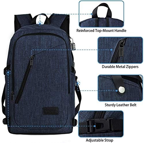Mancro ruksak za Laptop, 15,6 inčni poslovni ruksak vodootporni laptopi ruksak za muškarce i žene putni ruksak sa USB priključkom