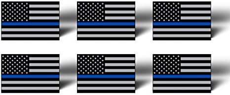 Plava linija 6 Pack Mini American zastava Pogubljene naljepnice naljepnice Životni materija - Podrška policijskoj oznaci SAD
