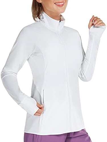 Baleaf ženske majice s dugim rukavima UPF 50+ Zaštita od sunca Potpuna zip Atletska jakne koji rade lagani džepovi sa zatvaračem