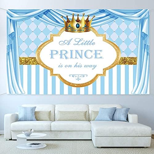 Baby Shower Backdrop Banner za malog princa krune plavo zlato znak Poster za dječake Baby Shower Party Dekoracije Banner plava zavjesa