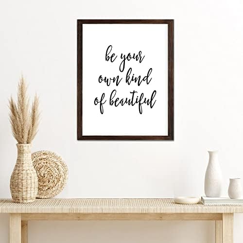 Motivacijski citati Frammed Wood Sign Plaque, budite svoj vrstu prekrasnog drvenog znaka, rustikalna zidna umjetnička znaka za dnevni boravak spavaća soba Kućni poklon, 16 x 20 inčni