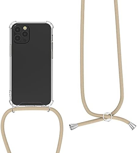 KWMobile Crossbody Case kompatibilan sa Apple iPhone 12 / iPhone 12 PRO futrolom - Clear TPU telefon s kablom za vrpce - prozirna / zlatna