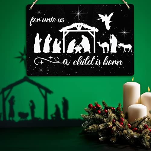 Božić Isuse Drveni znak za djetetovo rođen rođenje vrata Drveni ukrasi rustikalni vješalica za božićnu vrata Isus zidni dekor Christian Jesus Drveni zidni viseći dekor za uredbe na otvorenom