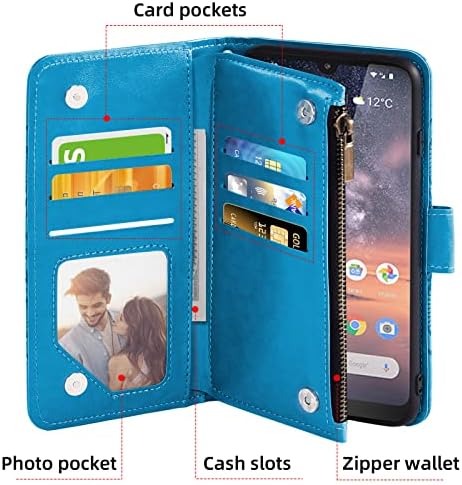 Asuwish futrola za telefon Nokia C200 Navlaka za novčanik sa zaštitom ekrana od kaljenog stakla i postoljem držača kreditne kartice