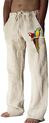 Muške pamučne posteljine u miaikvsu s elastičnim pojasom - ispis, prozračne i labave jogo hlače